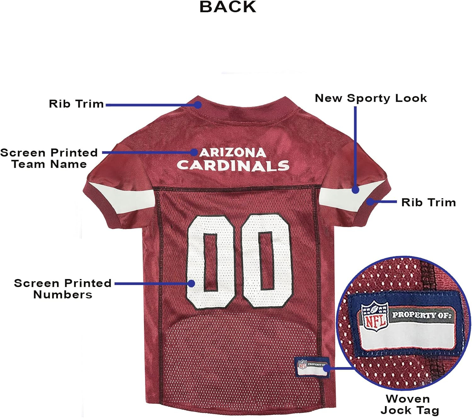 NFL Arizona Cardinals Dog Jersey, Size: Large. Best Football Jersey Costume for Dogs & Cats. Licensed Jersey Shirt